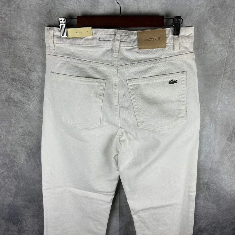 Lacoste Mens White Straight Fit Denim Jeans 100% Cotton W32 L32 5 Pocket NWT‎